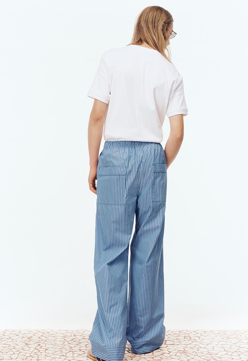 H&M - H&M Atelier: Loose fit pima cotton trousers - blue/striped