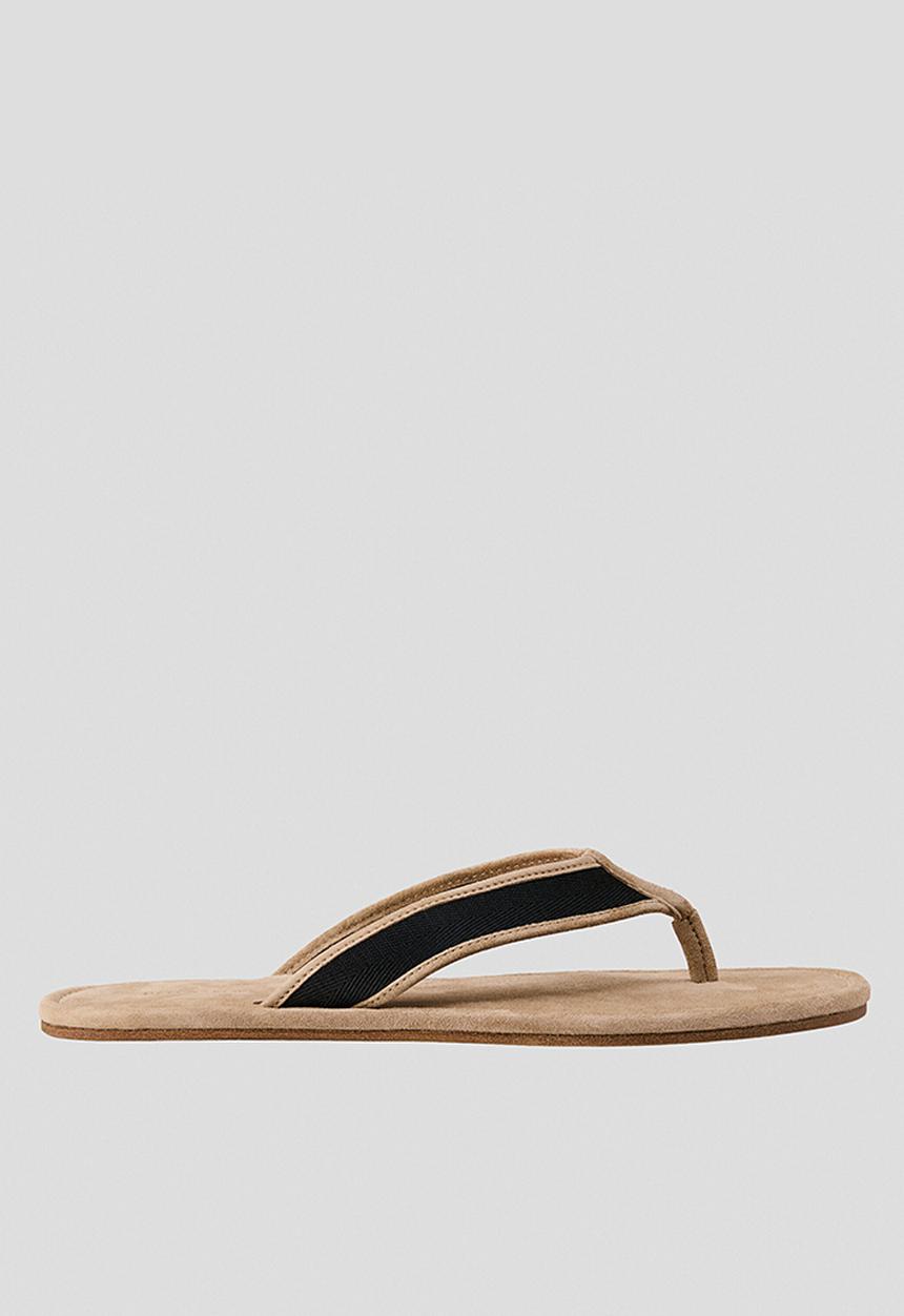 H&M - Suede flip-flops - beige/black
