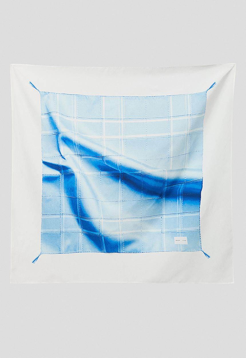 H&M - H&M Atelier: Patterned silk-blend scarf - blue/checked