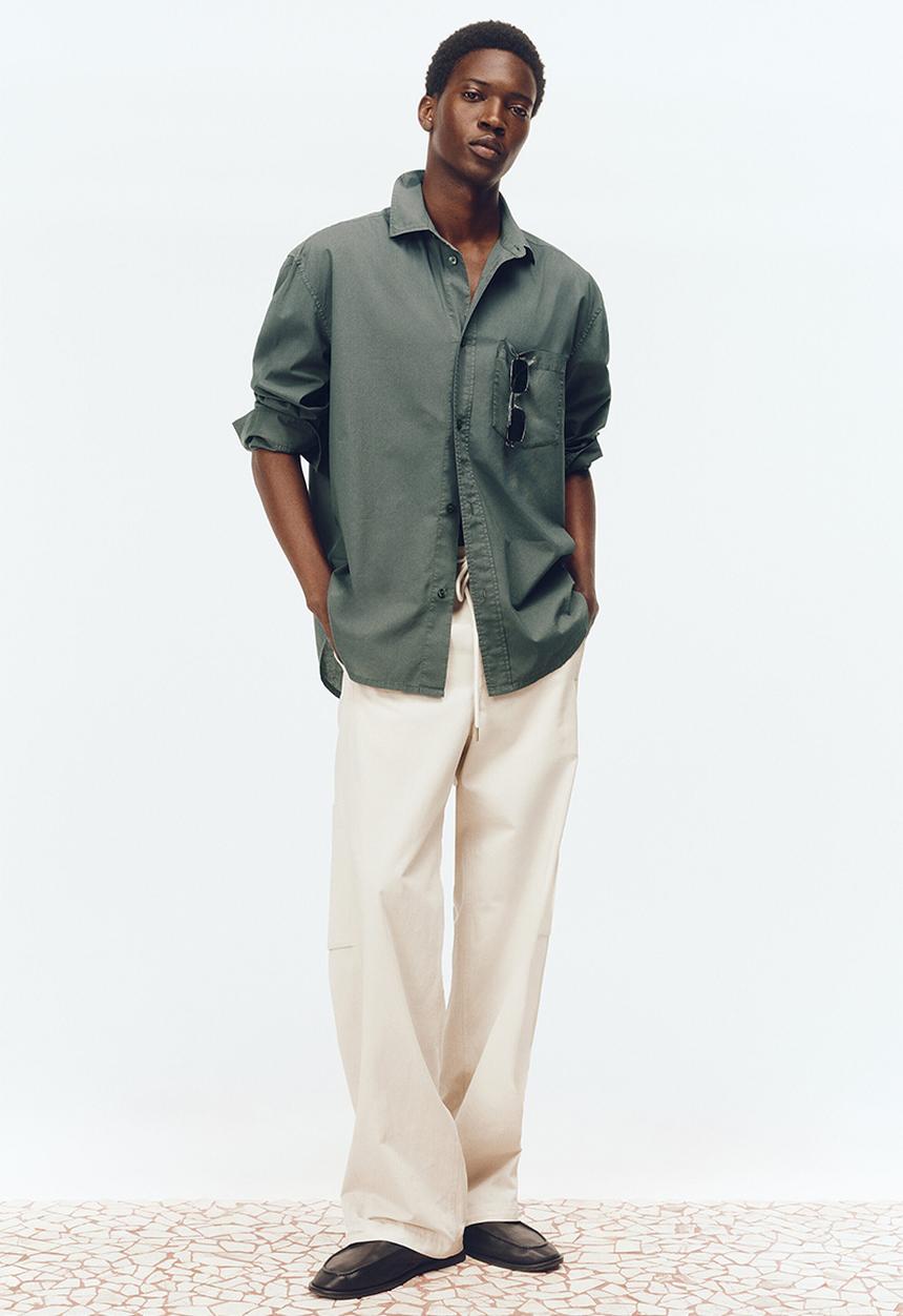 H&M - H&M Atelier: Loose fit cotton poplin shirt - dark green