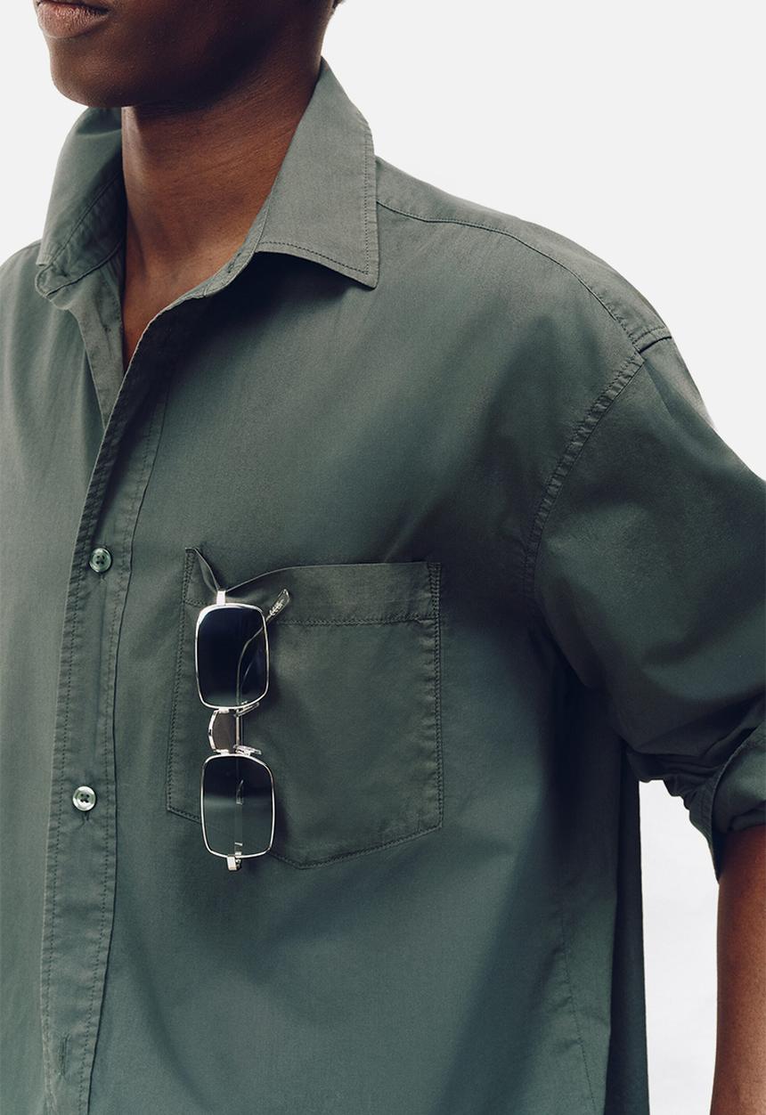 H&M - H&M Atelier: Loose fit cotton poplin shirt - dark green