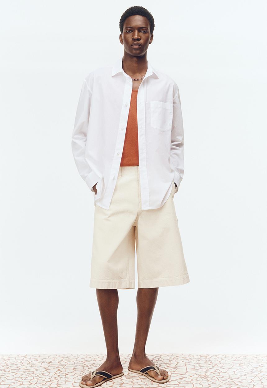 H&M - H&M Atelier: Loose fit cotton poplin shirt - white