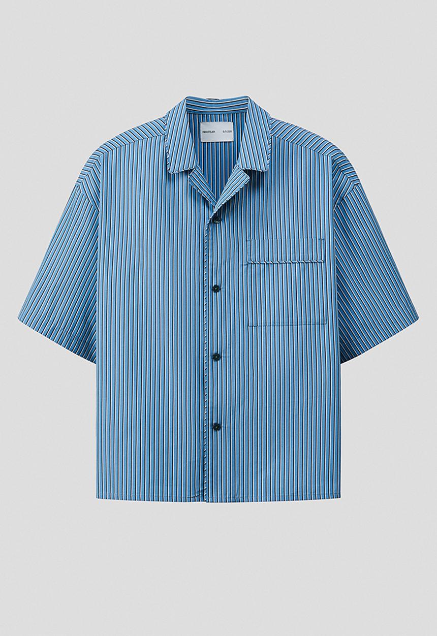 H&M - H&M Atelier: Relaxed fit cotton resort shirt - blue/striped