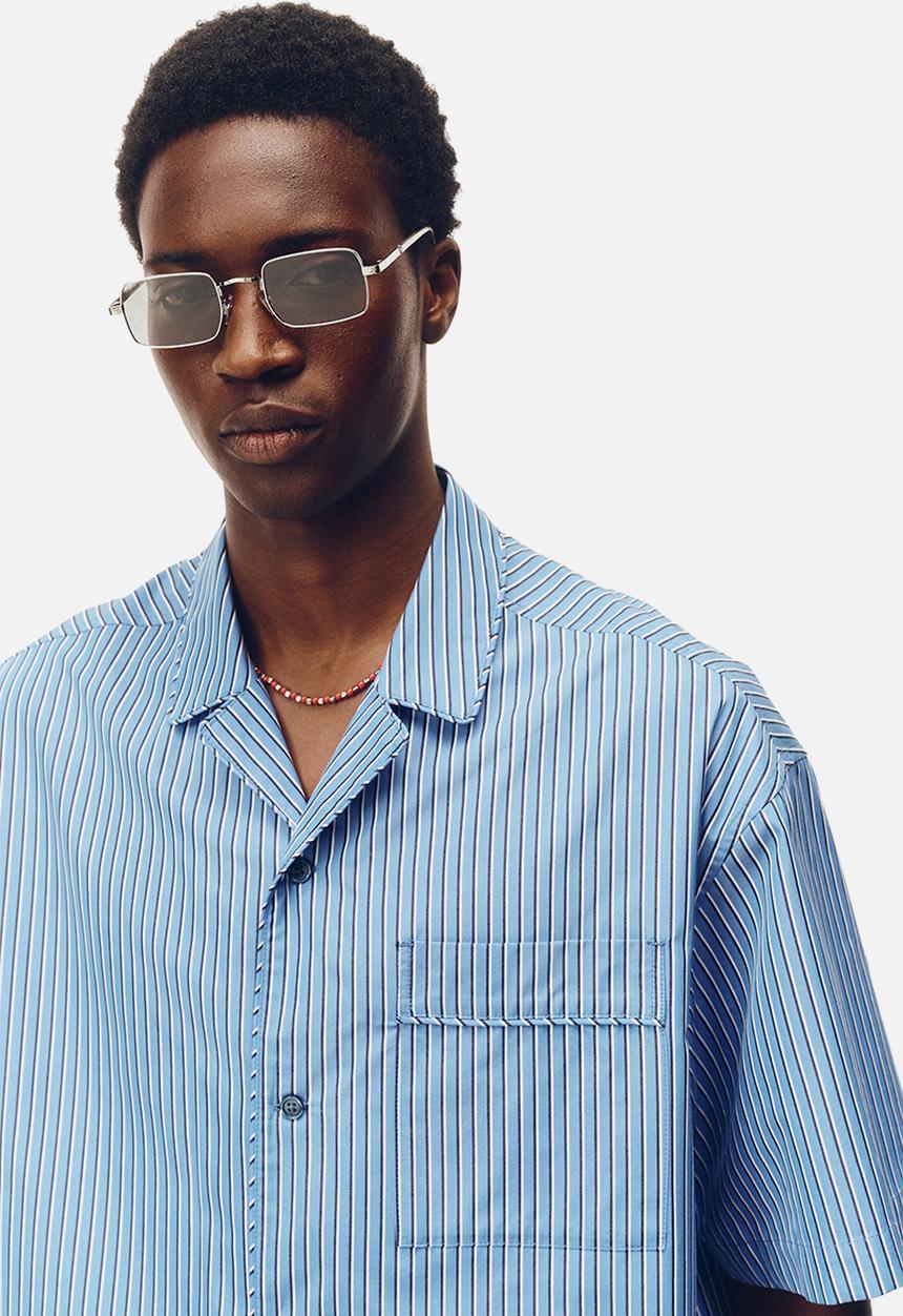 H&M - H&M Atelier: Relaxed fit cotton resort shirt - blue/striped