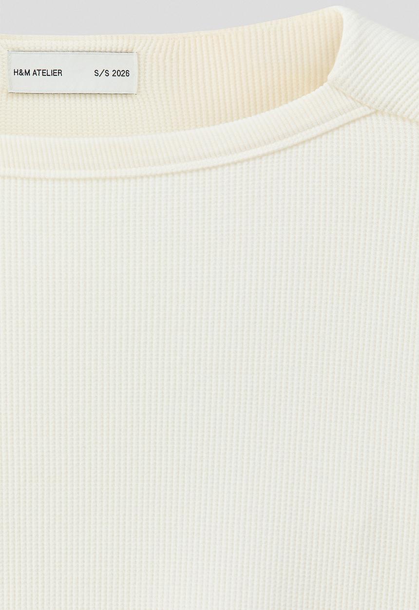 H&M - H&M Atelier: Regular fit long-sleeved T-shirt - ivory