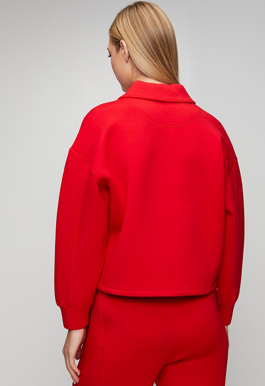Steve Madden - Ladies julian scuba sweat with collar & zip  - red
