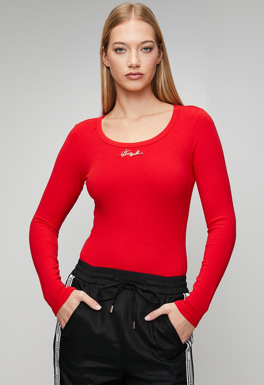 Steve Madden - Ladies billy long sleeve bodysuit - red