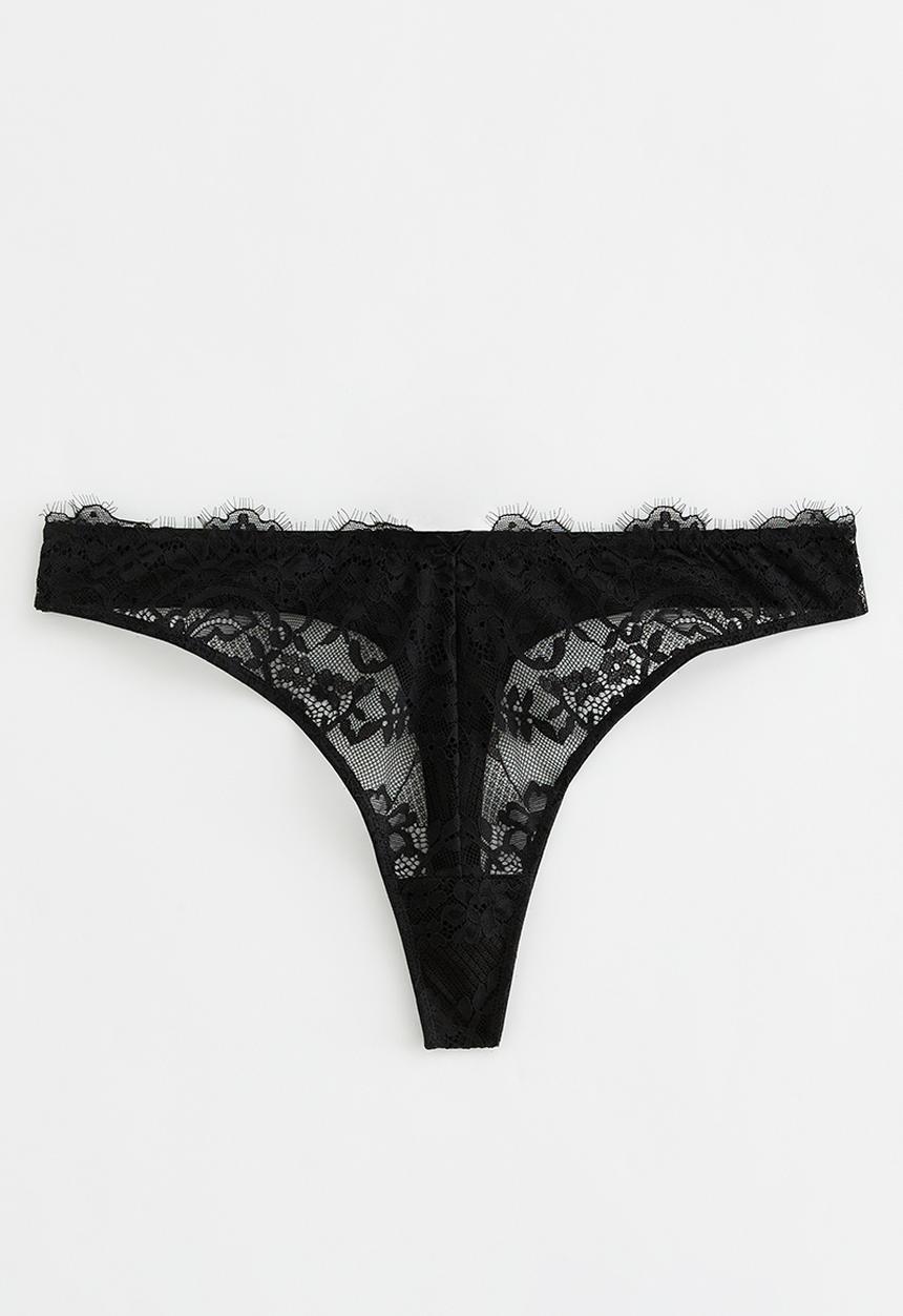 New Look - Eyelash lace thong - 1 black