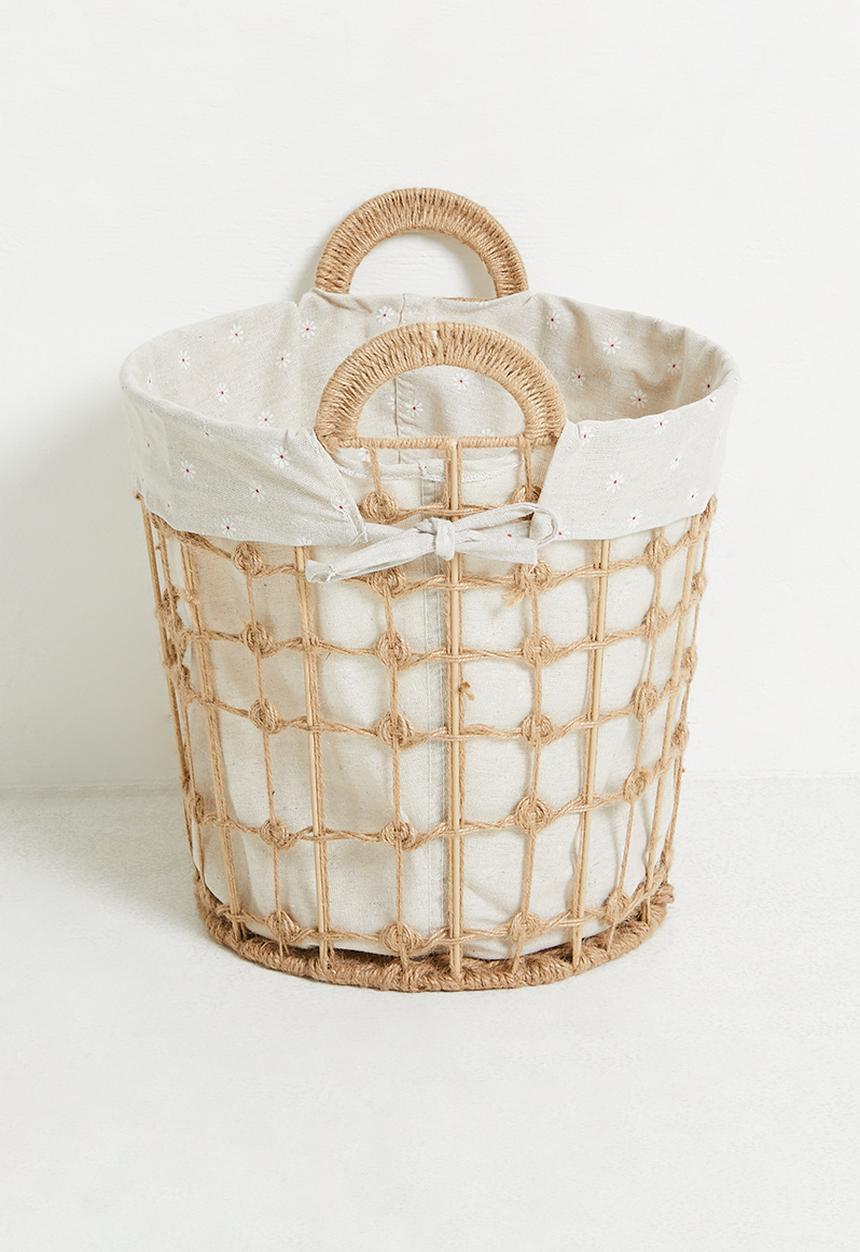 Pop Candy - Rope macrame small design laundry basket - sand dune