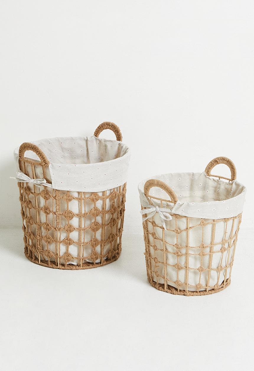 Pop Candy - Rope macrame small design laundry basket - sand dune