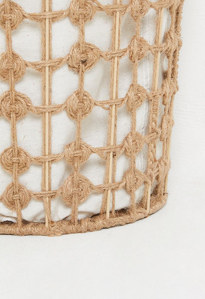 Pop Candy - Rope macrame medium design laundry basket - wheat brown