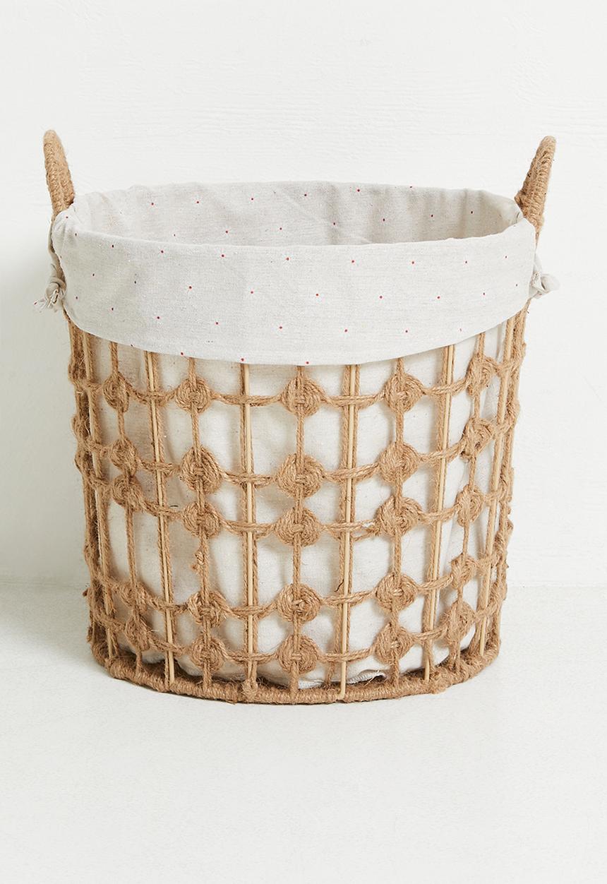 Pop Candy - Rope macrame medium design laundry basket - wheat brown