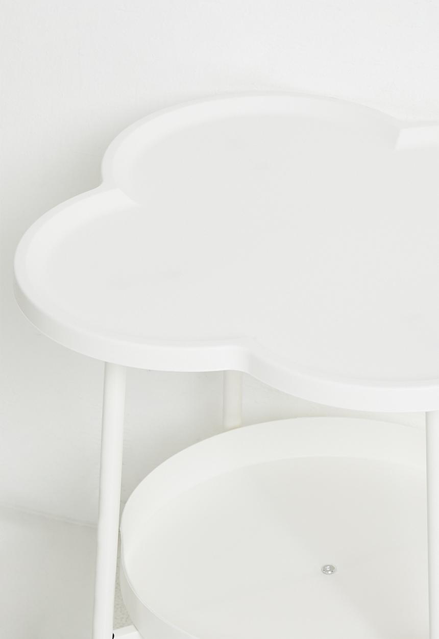 Pop Candy - Clover-shaped side table with lower storage tray - white