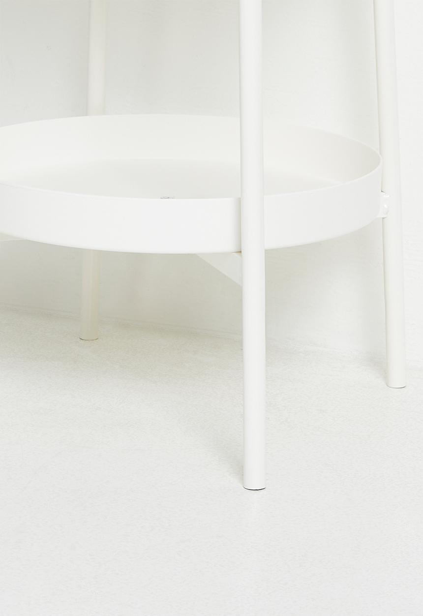 Pop Candy - Clover-shaped side table with lower storage tray - white
