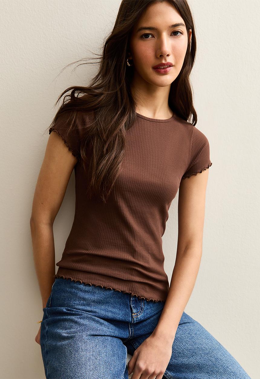 New Look - Ss babylock tee - dark brown