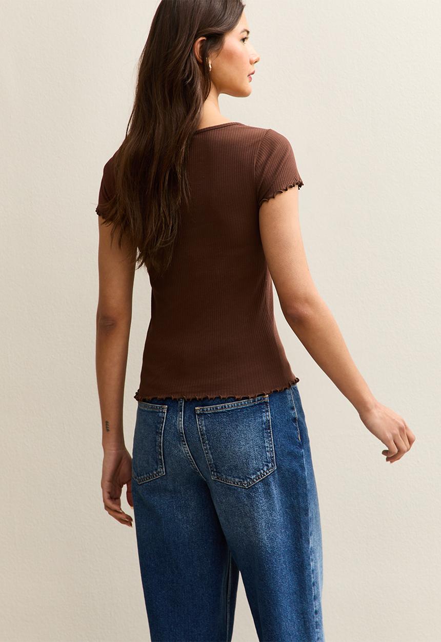 New Look - Ss babylock tee - dark brown