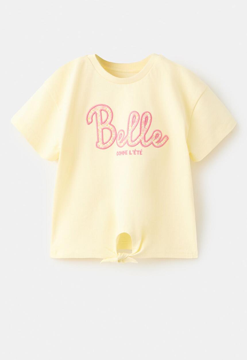 MANGO - T-Shirt ete - Light/Pastel Yellow
