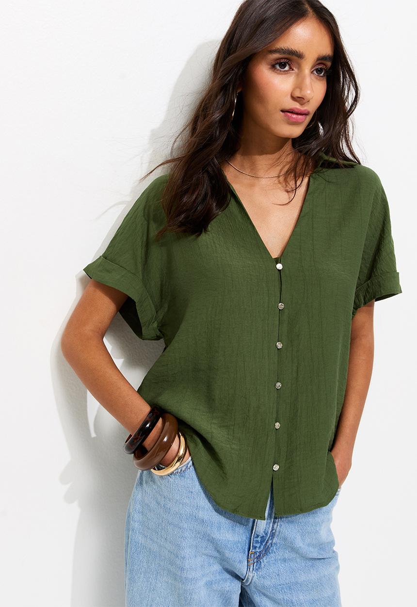New Look - K jim kiki short slv shirt - green