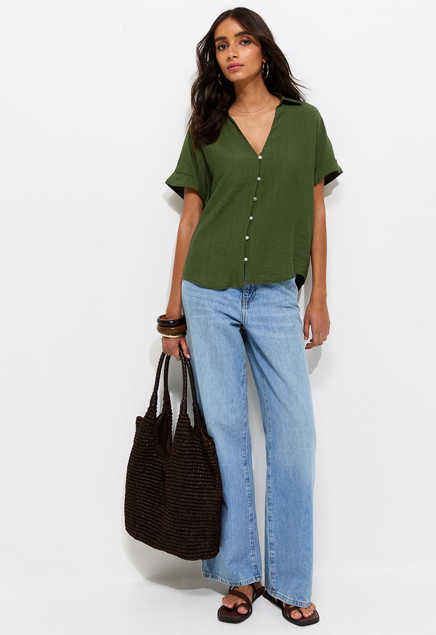 New Look - K jim kiki short slv shirt - green