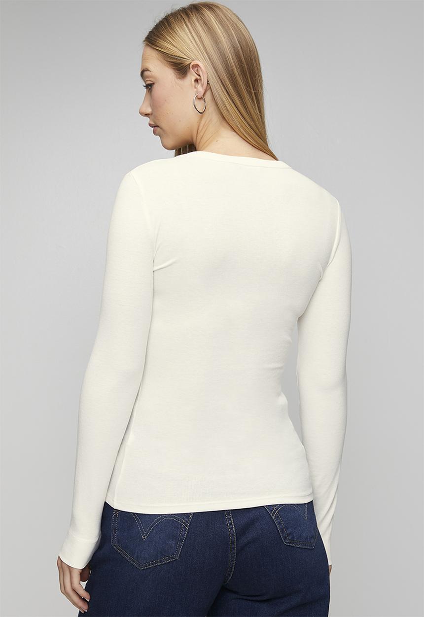 New Look - Long sleeve rib crew - cream