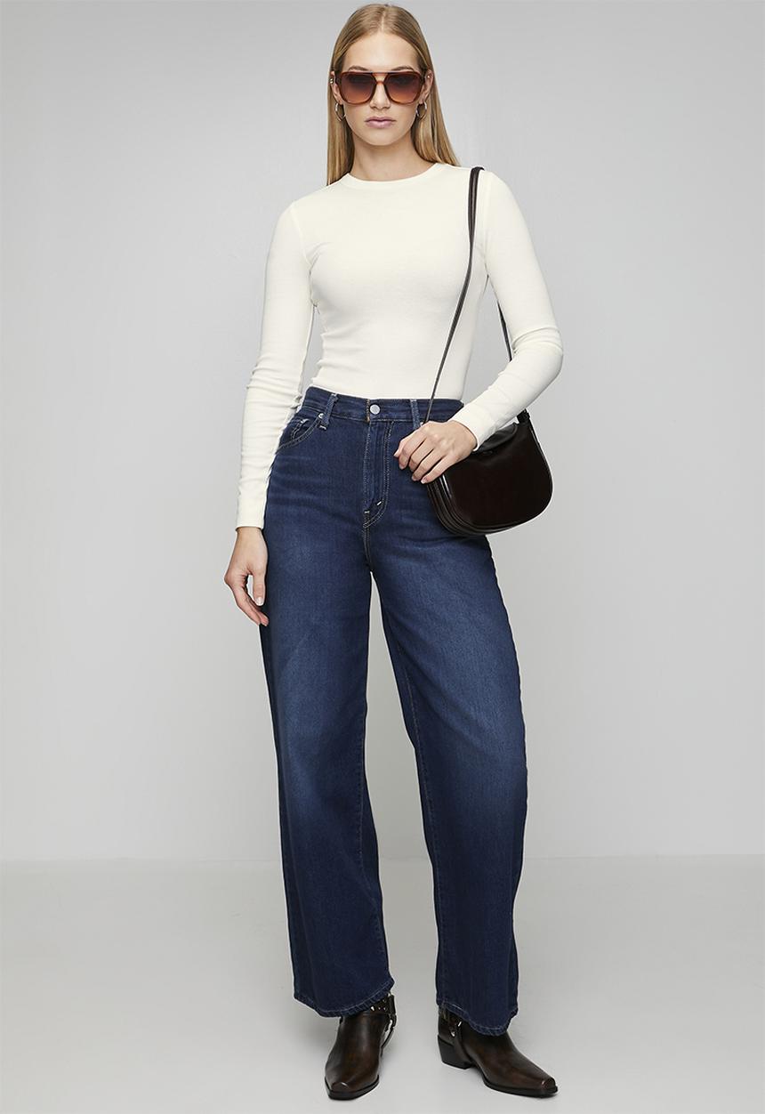 New Look - Long sleeve rib crew - cream