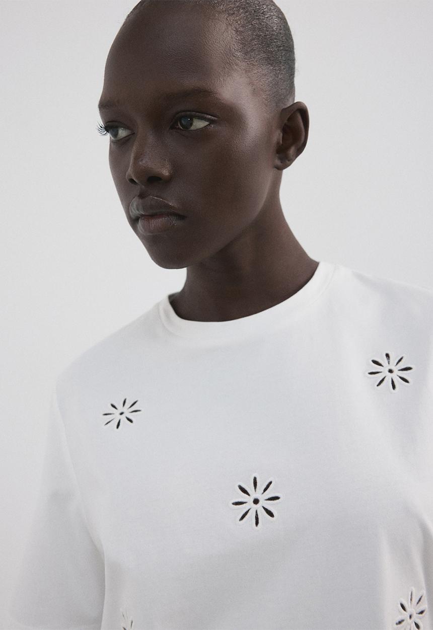 MANGO - T-shirt flori - white
