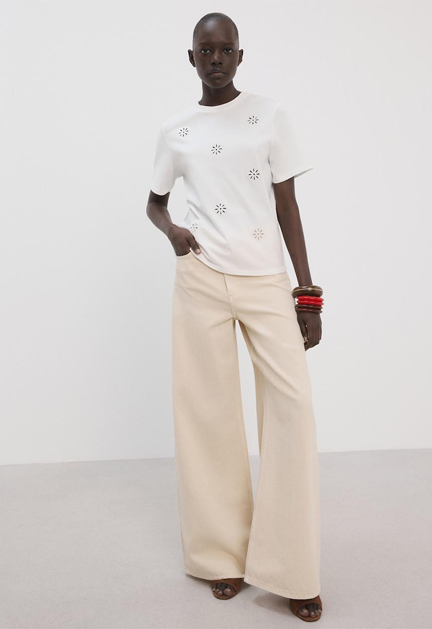 MANGO - T-shirt flori - white