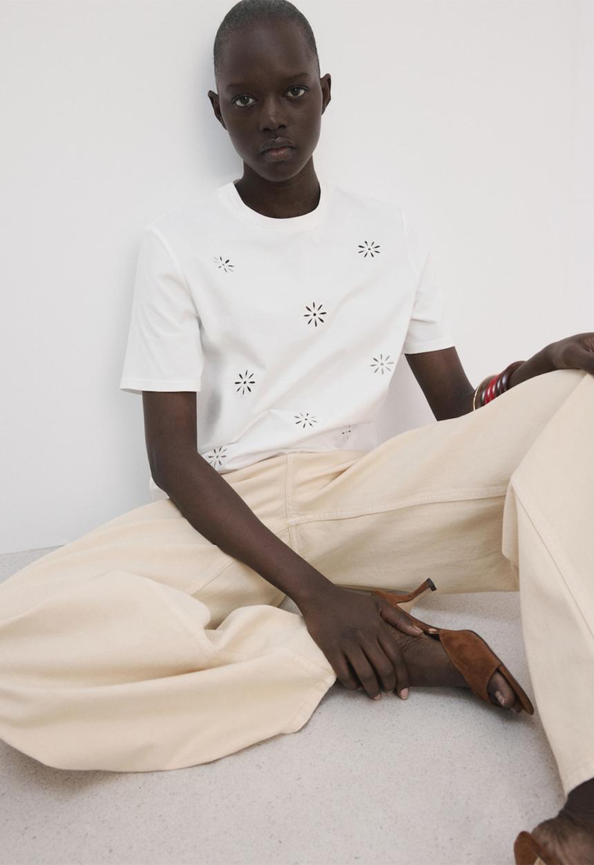 MANGO - T-shirt flori - white