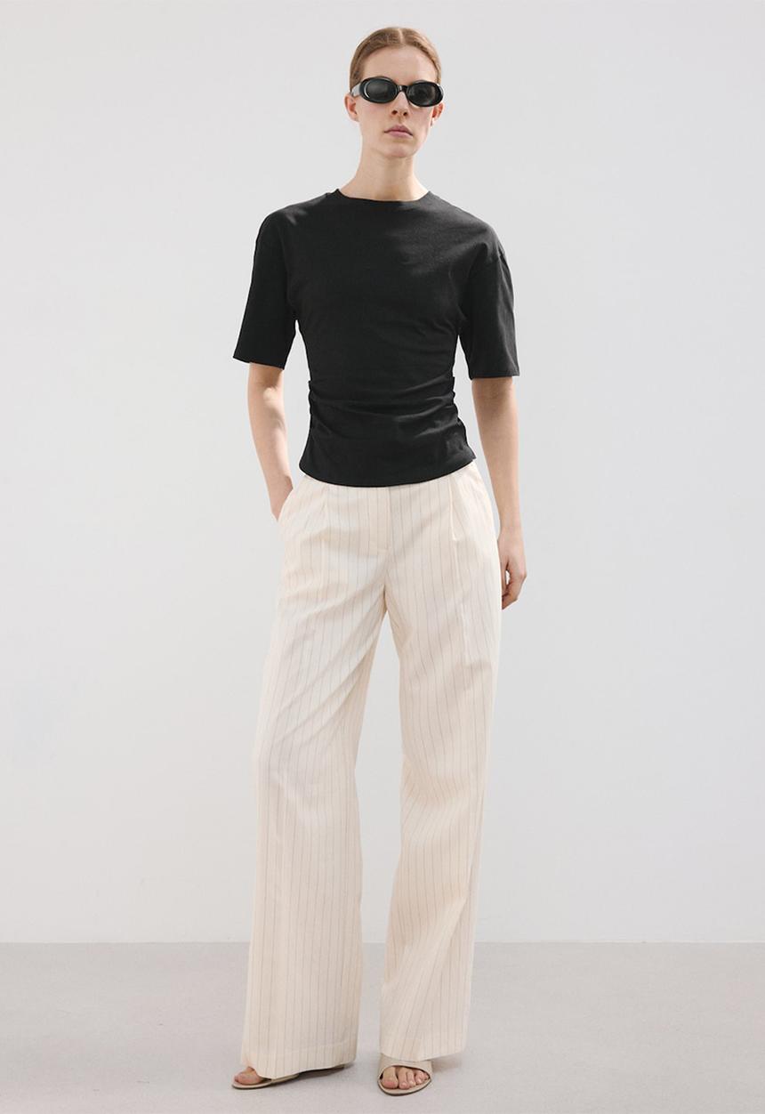 MANGO - T-shirt magnolia - black