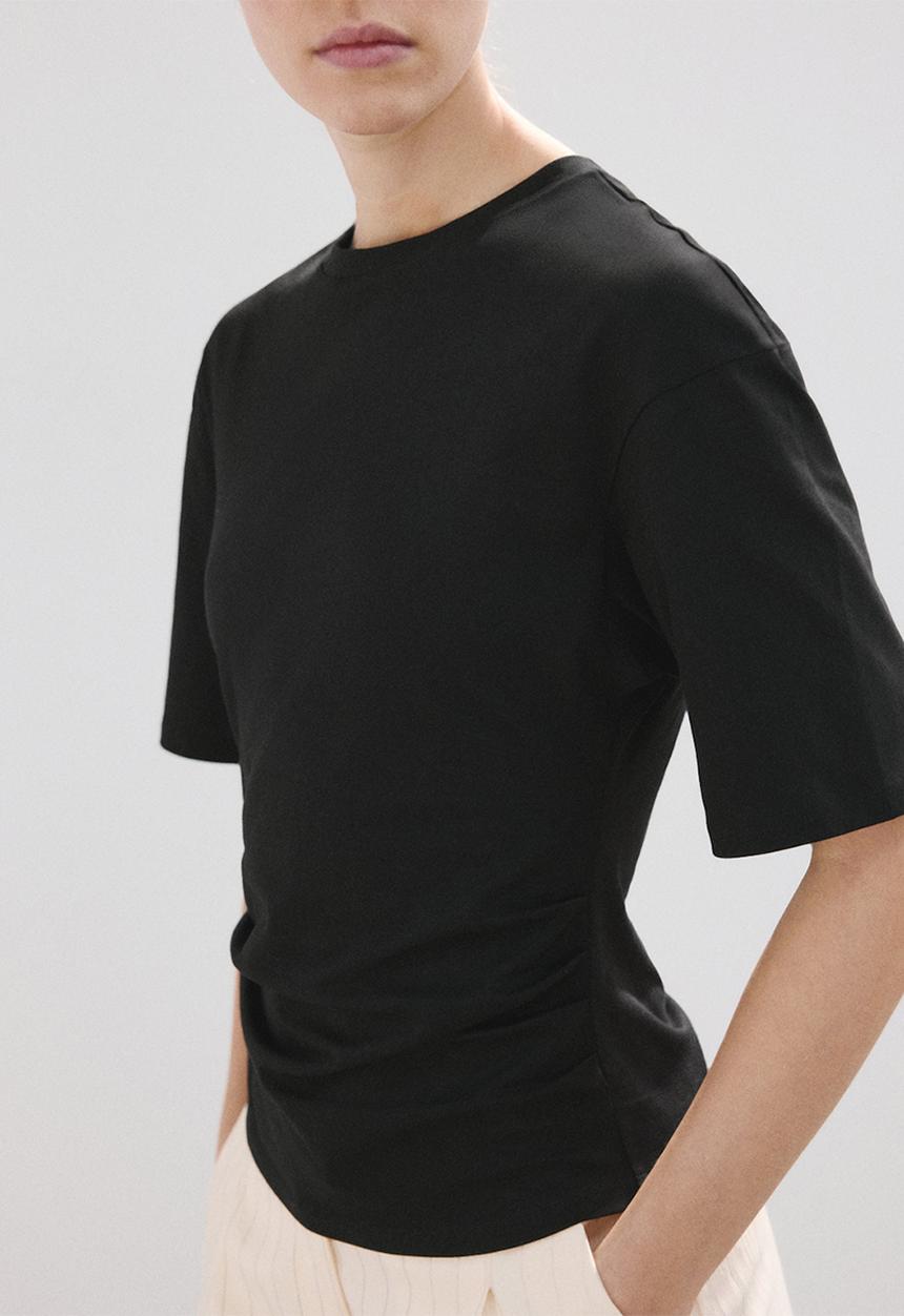 MANGO - T-shirt magnolia - black