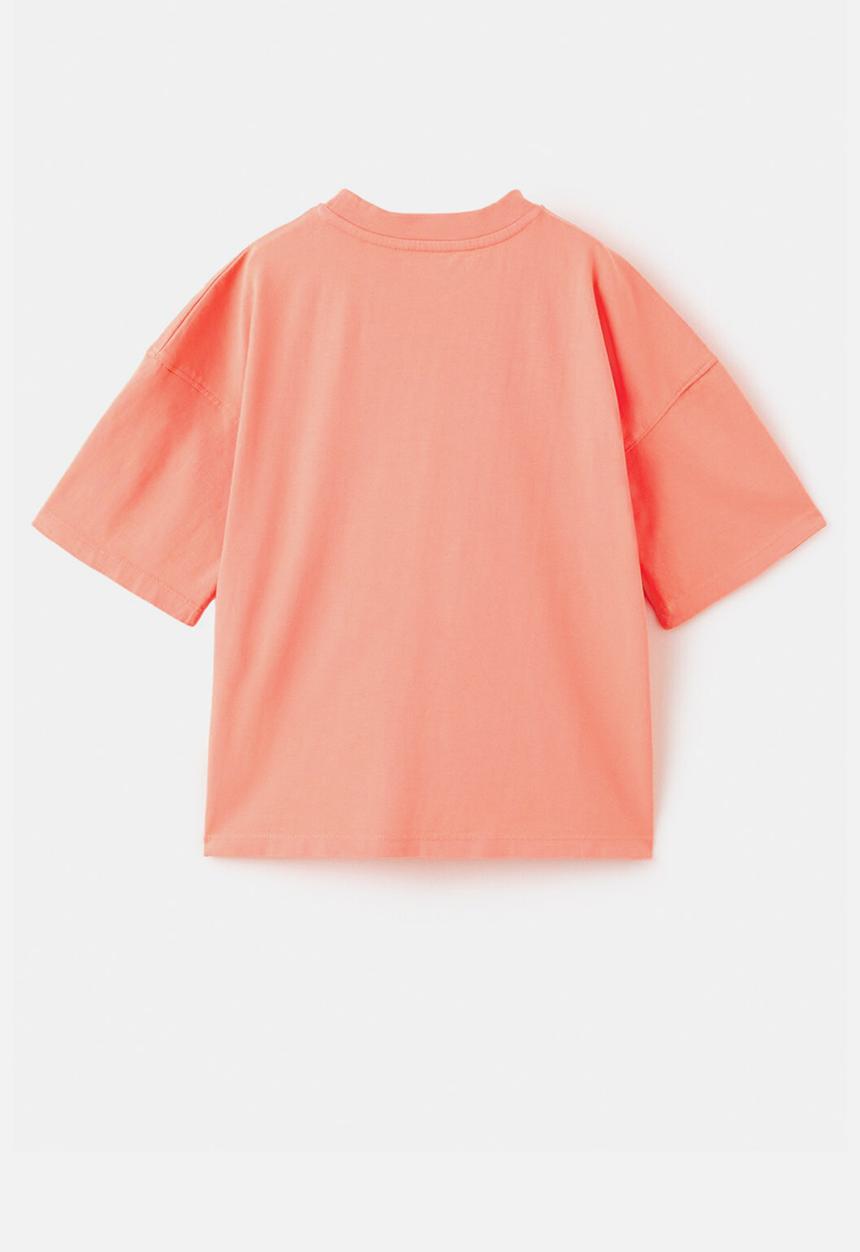 MANGO - T-shirt Cutwash - coral Red