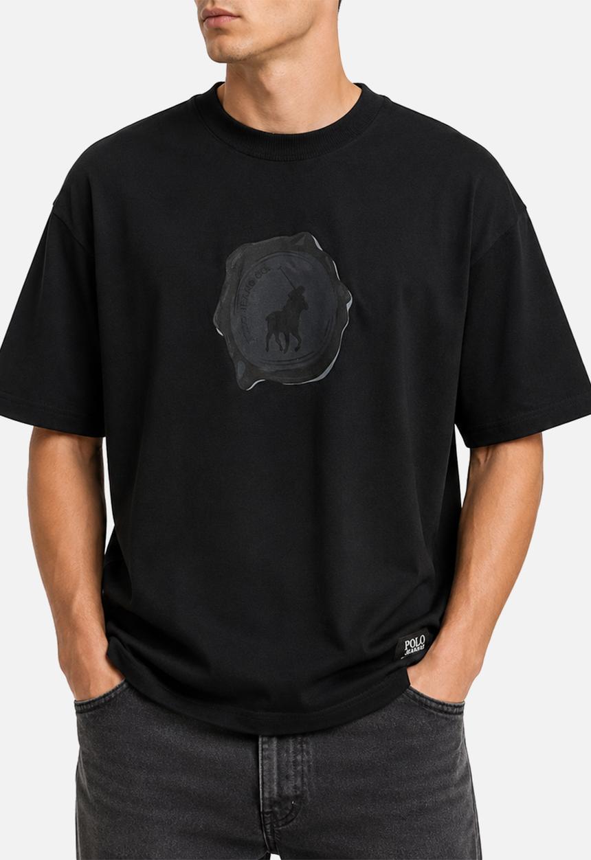 POLO - Sainte Pjc Ss Wax Stamp Logo Tee - Black