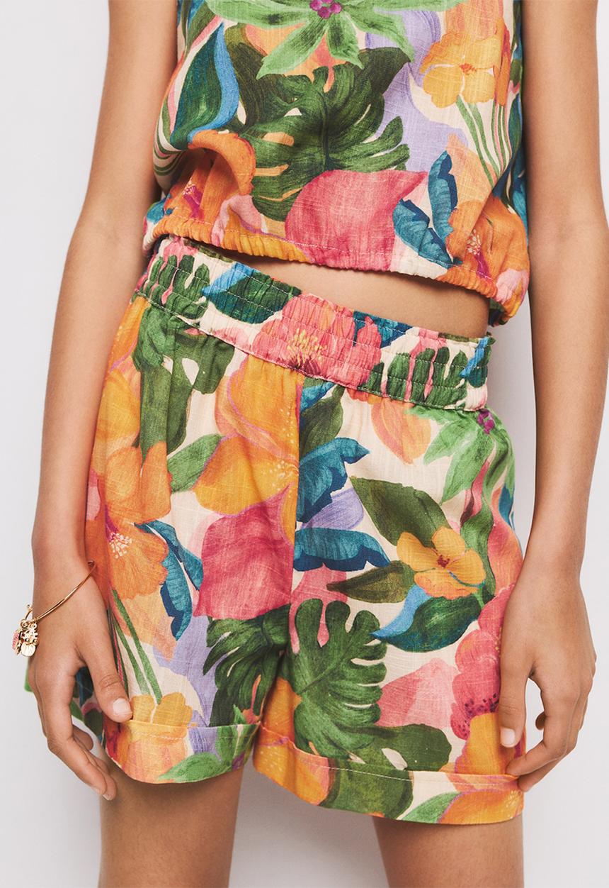 MANGO - SHORTS TROPISET - BRIGHT ORANGE