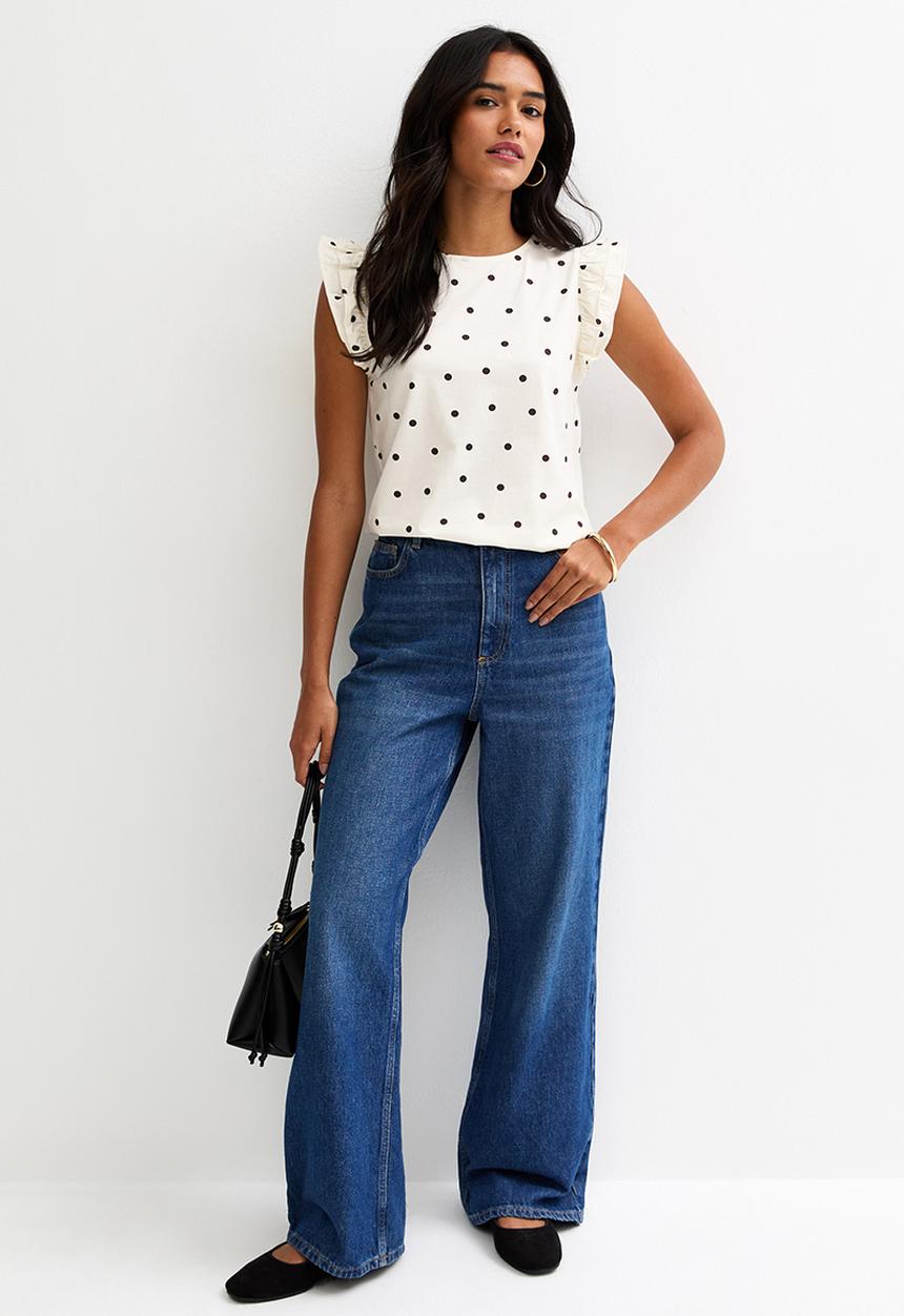 New Look - Vde spot frill sleeve - cream pattern
