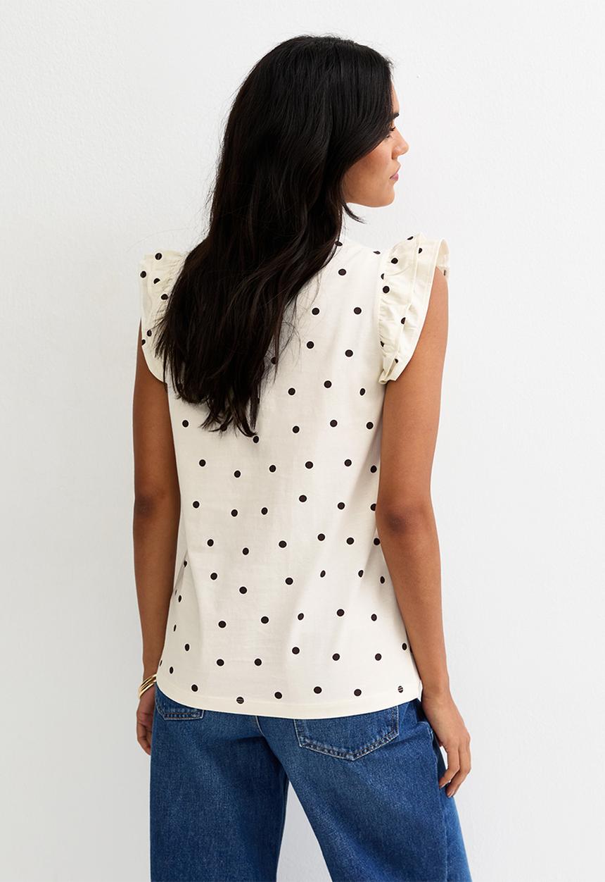 New Look - Vde spot frill sleeve - cream pattern
