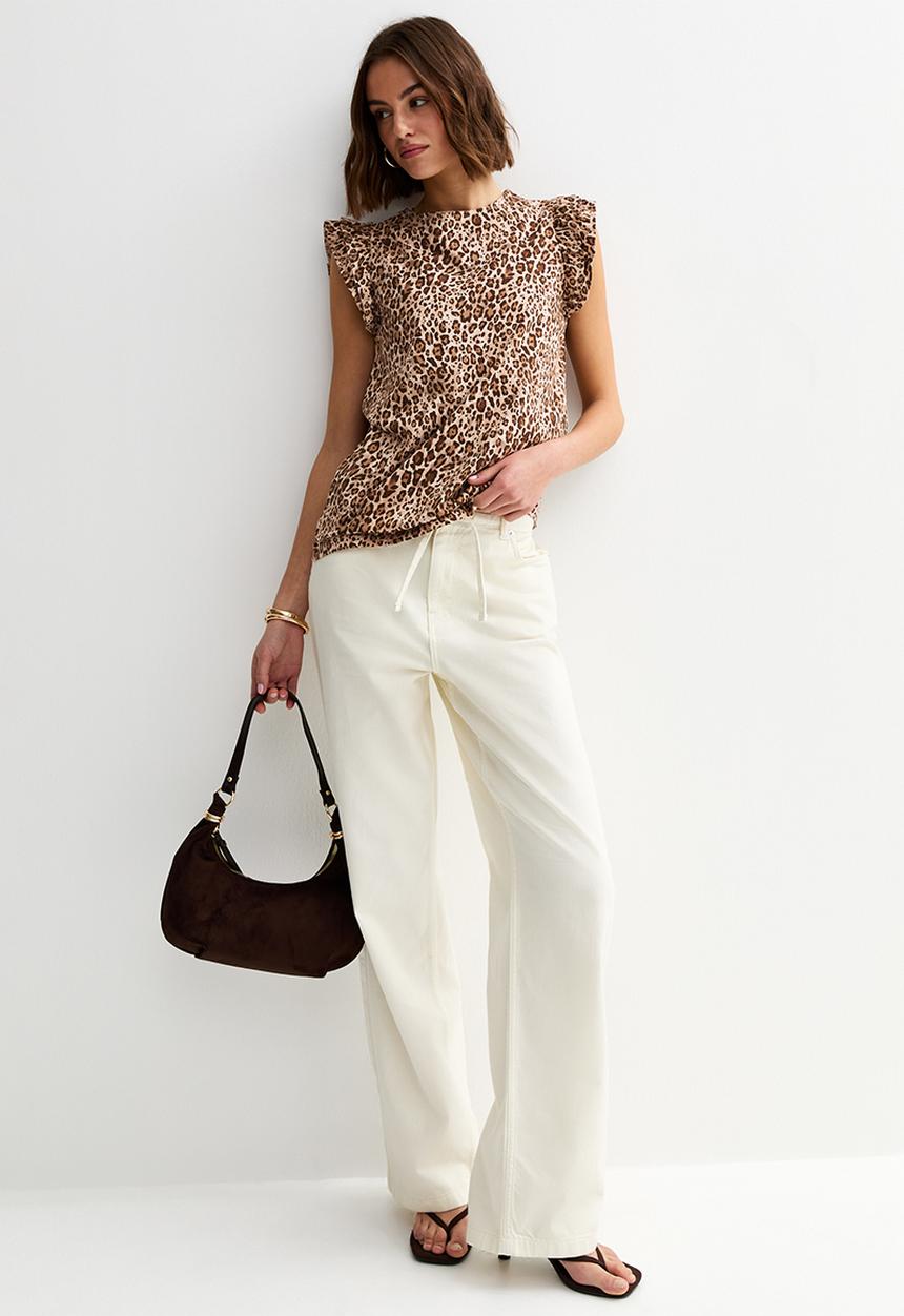 New Look - Vde leo frill sleeve - brown