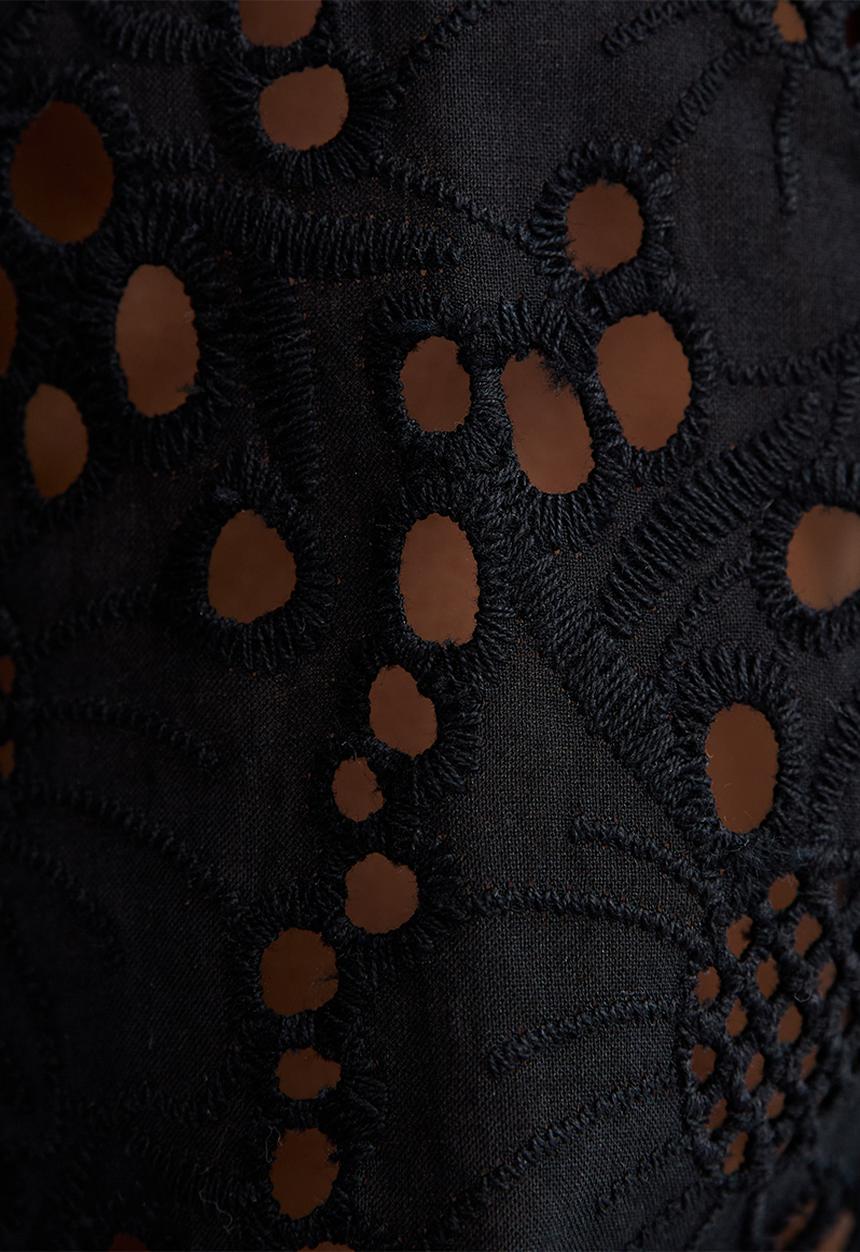 New Look - Vde broderie puff sleeve  - black