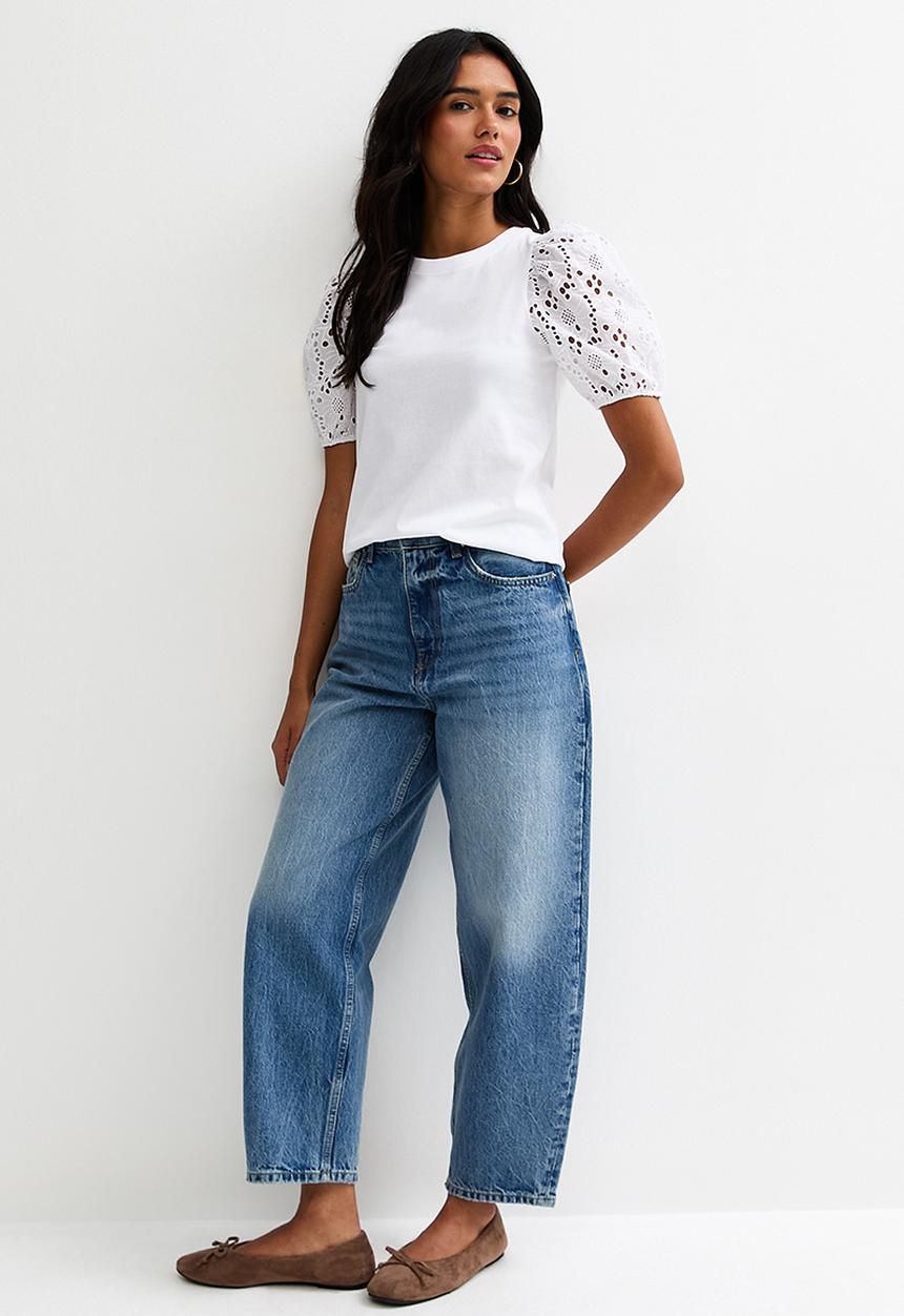 New Look - Vde broderie puff sleeve  - white