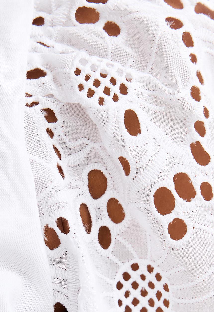 New Look - Vde broderie puff sleeve  - white