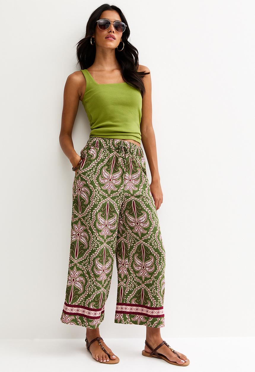New Look - Bobby plam crop honor trouser - green