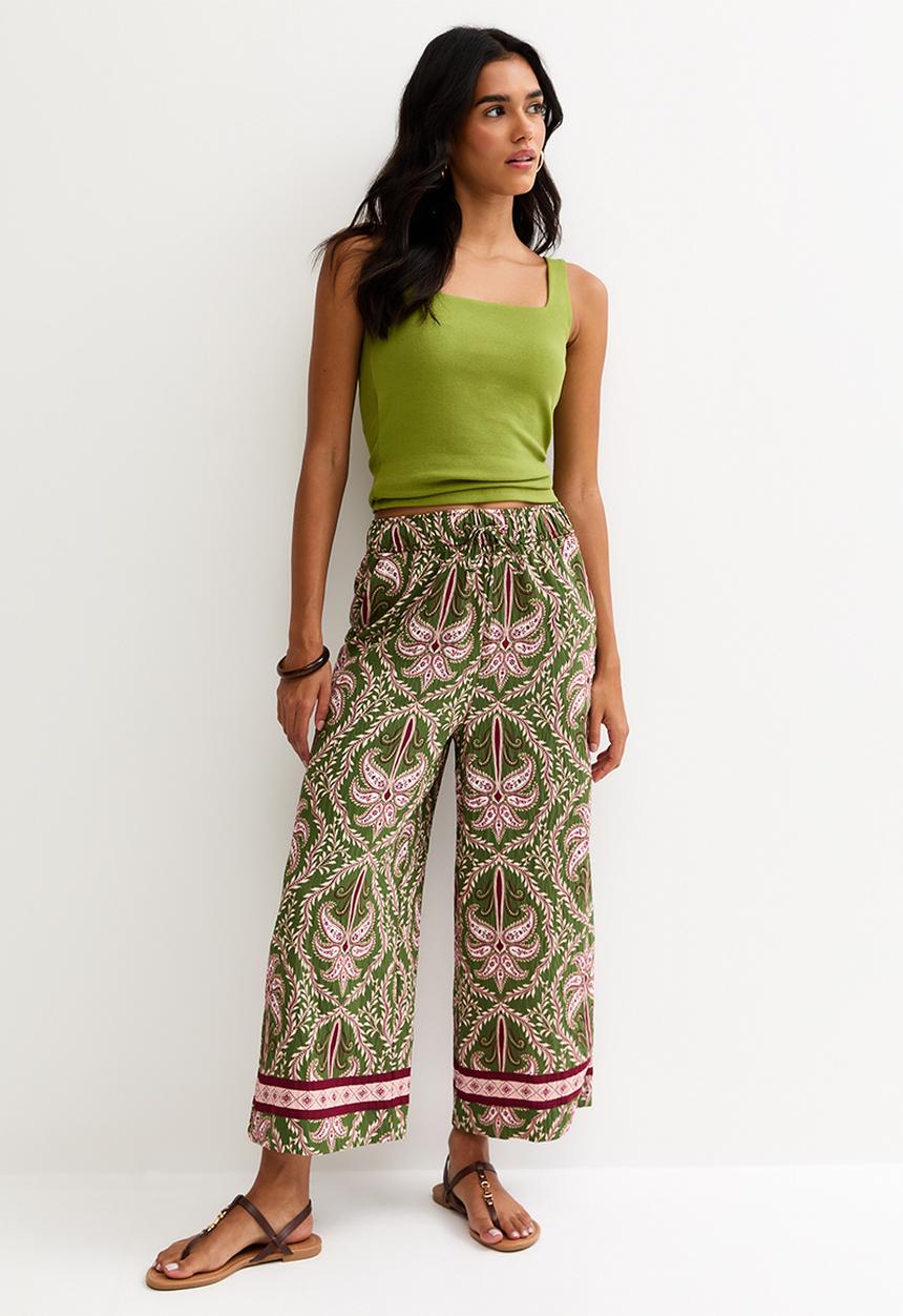 New Look - Bobby plam crop honor trouser - green