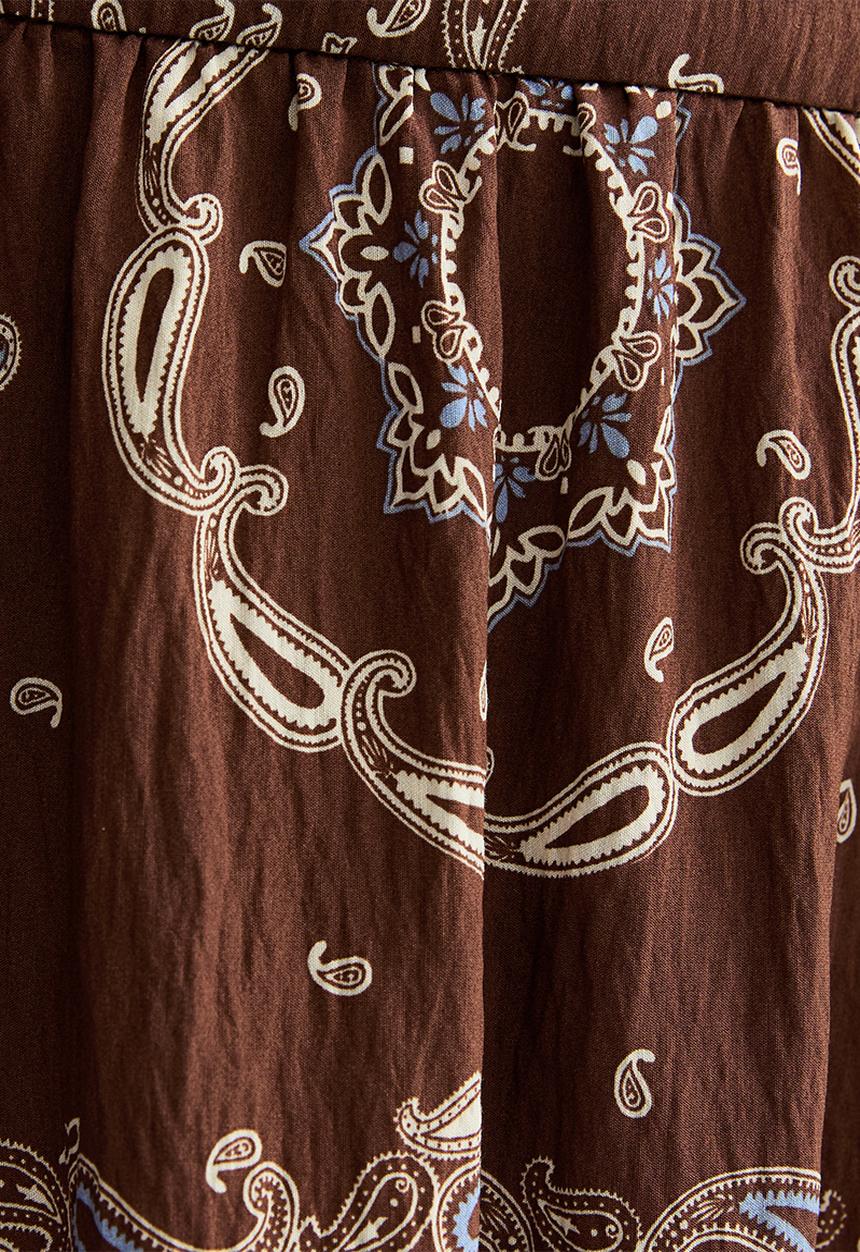 New Look - Bandana deep waistband circle skirt  - brown