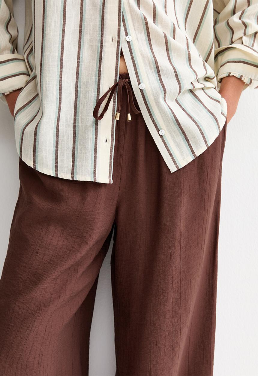 New Look - St kiera crinkle wl trouser - brown