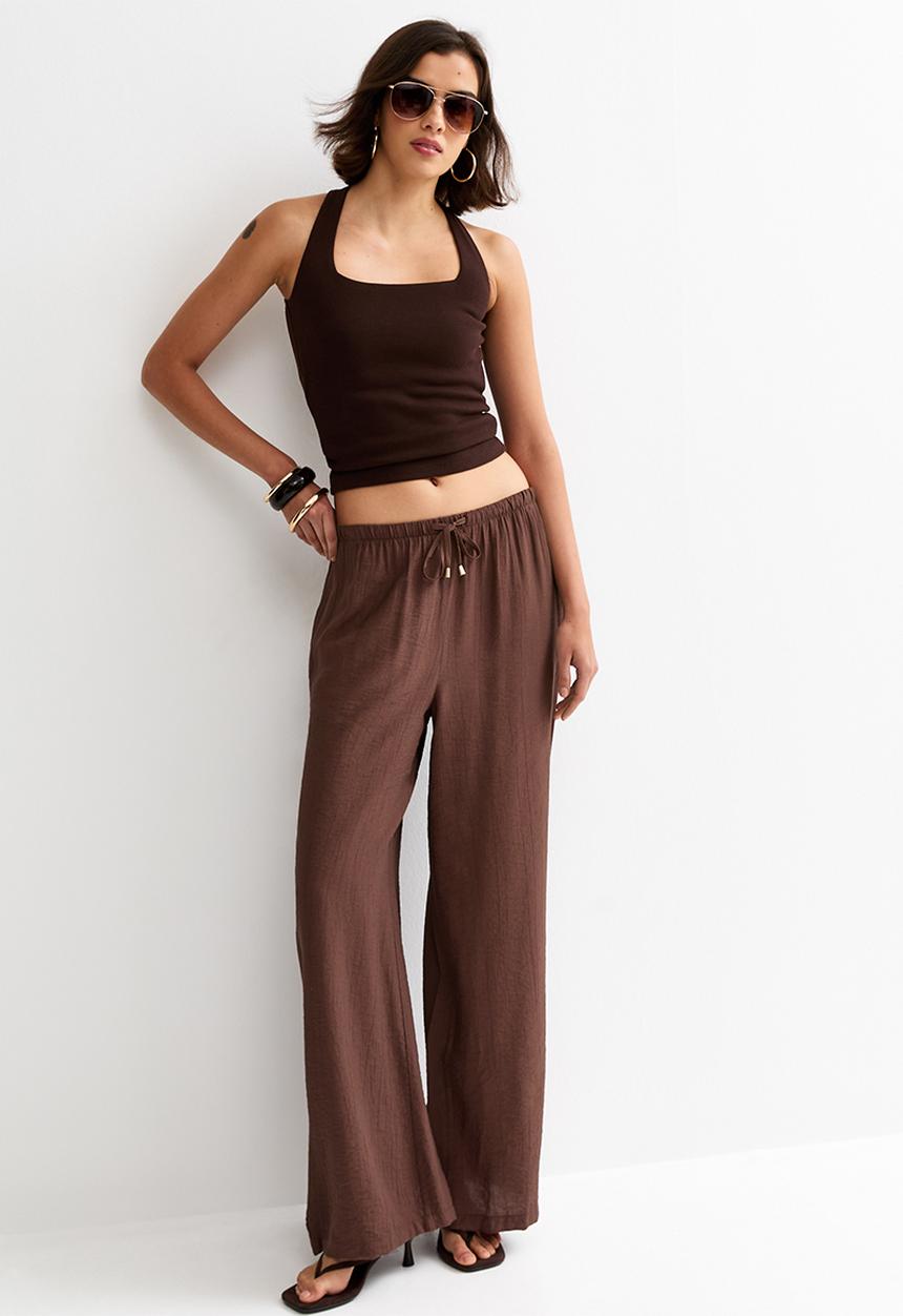 New Look - St kiera crinkle wl trouser - brown