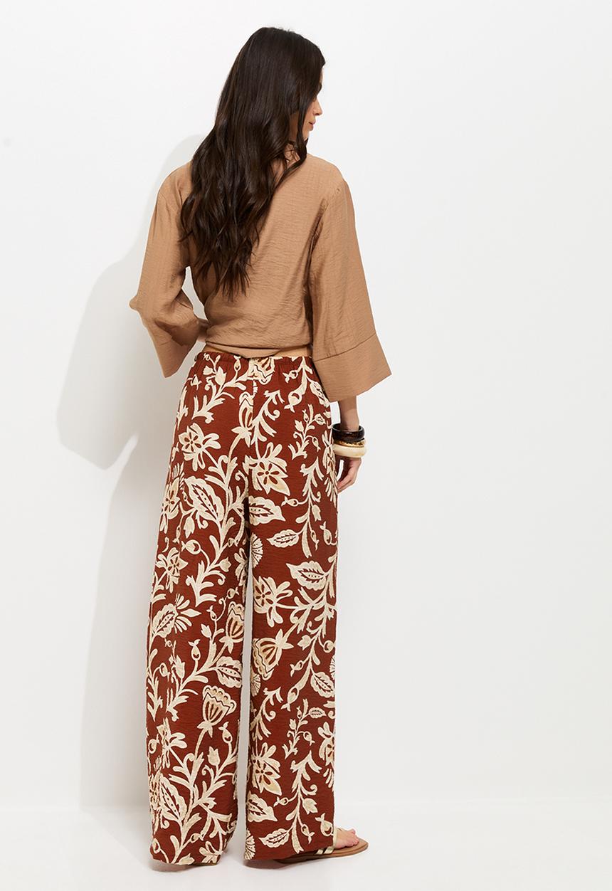 New Look - Fran folk honor wl trousers - red