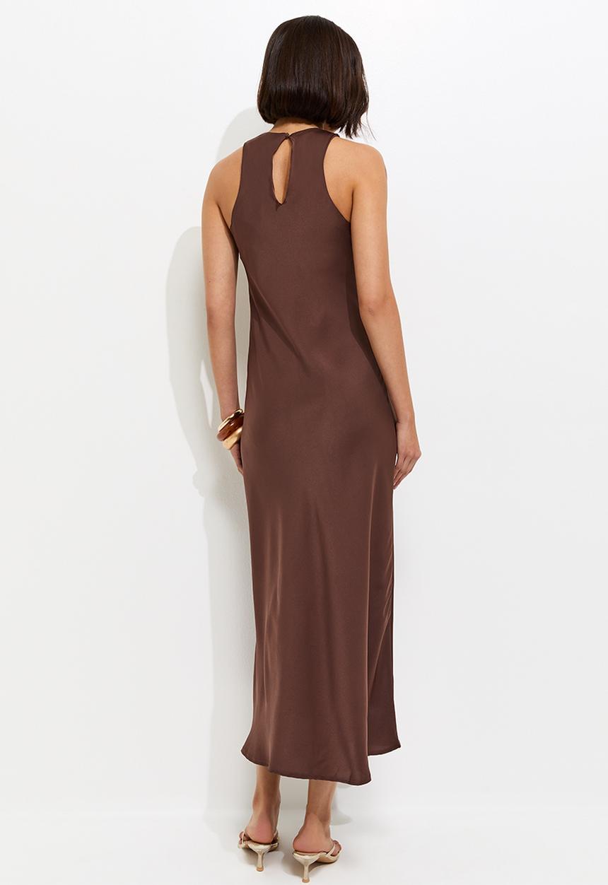 New Look - Ex occ sat high neck midi  - choc