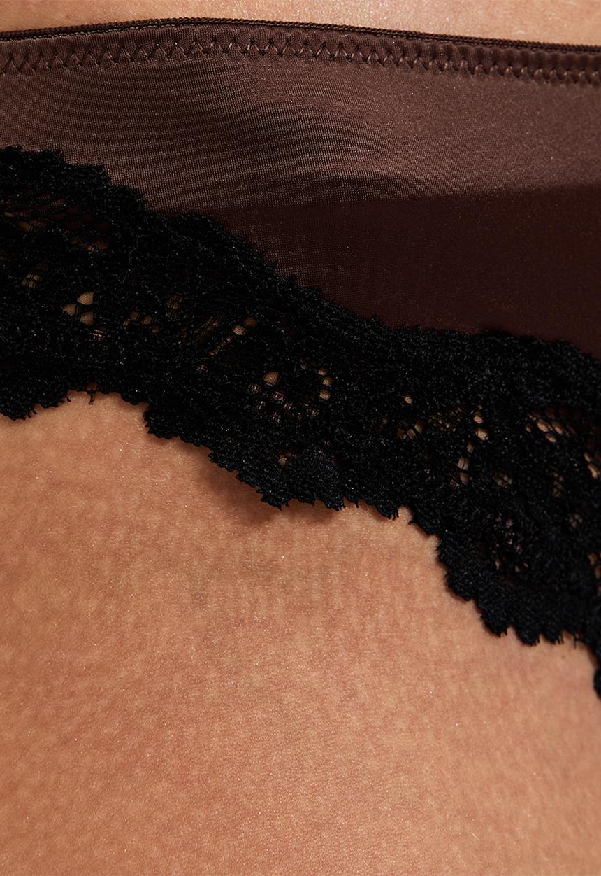New Look - Satin & lace braz - 27 dark brown
