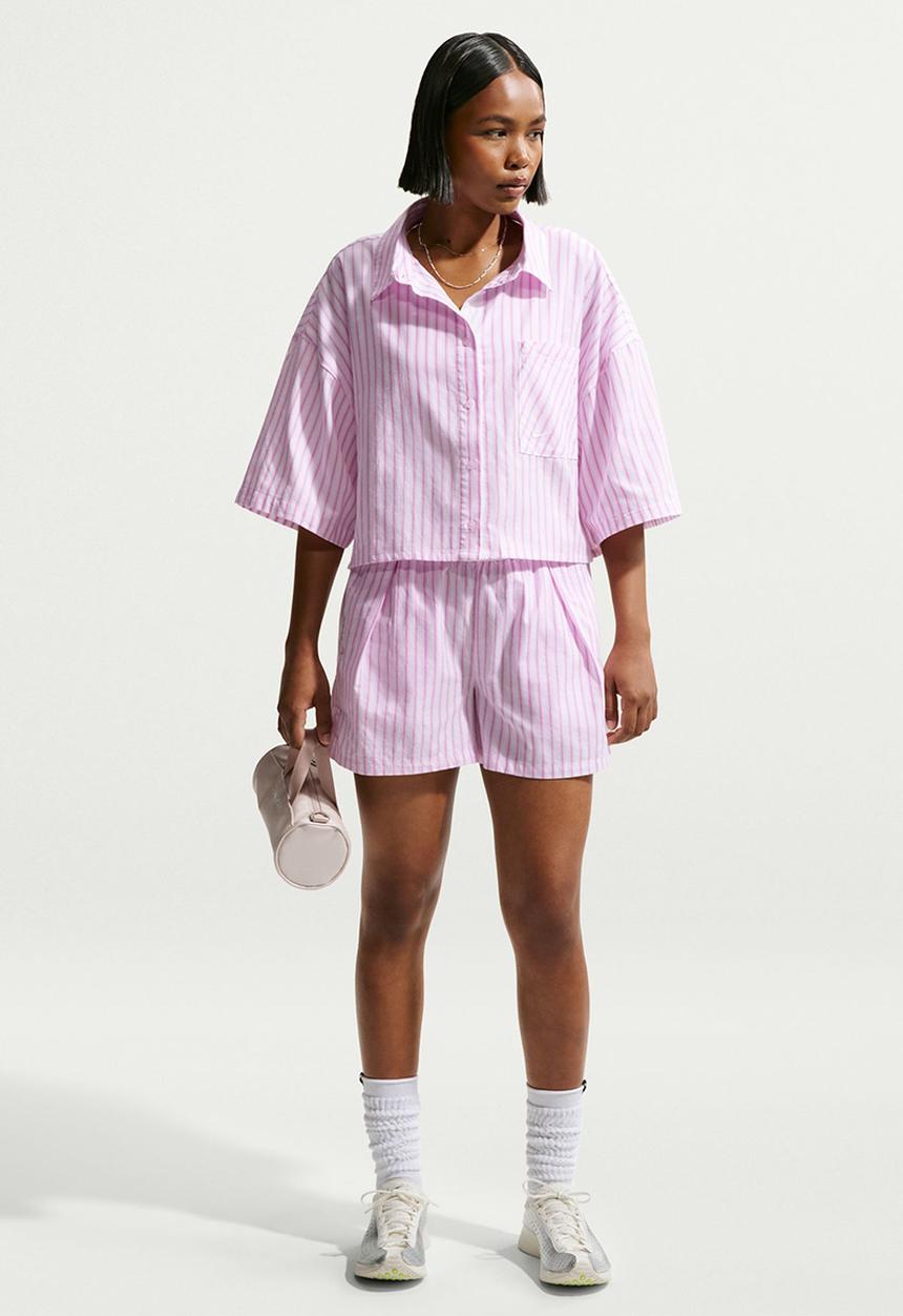 Nike - W Nsw Offln Wvn Ppln Strp Ss - Lt Magenta/Pink Foam/Summit White