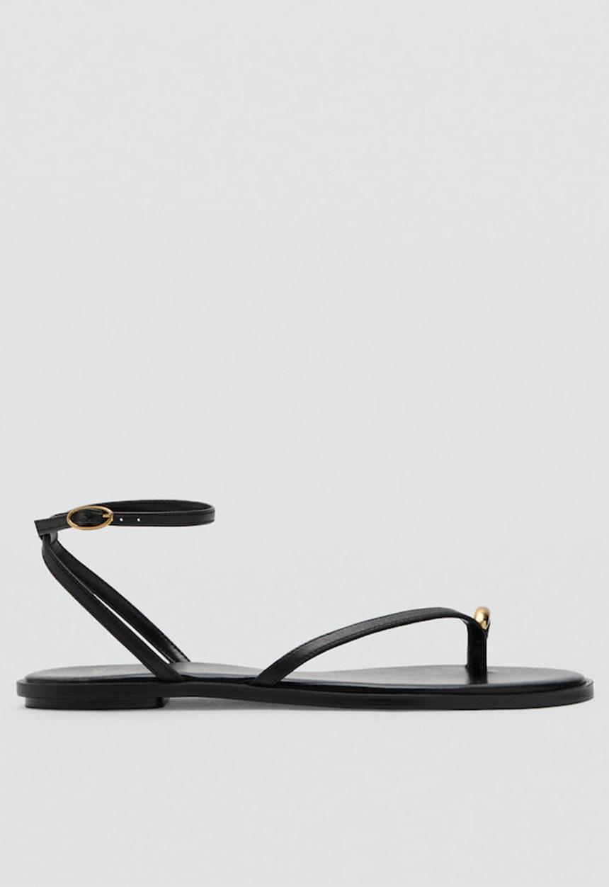 MANGO - Troc toe post ankle strap - black