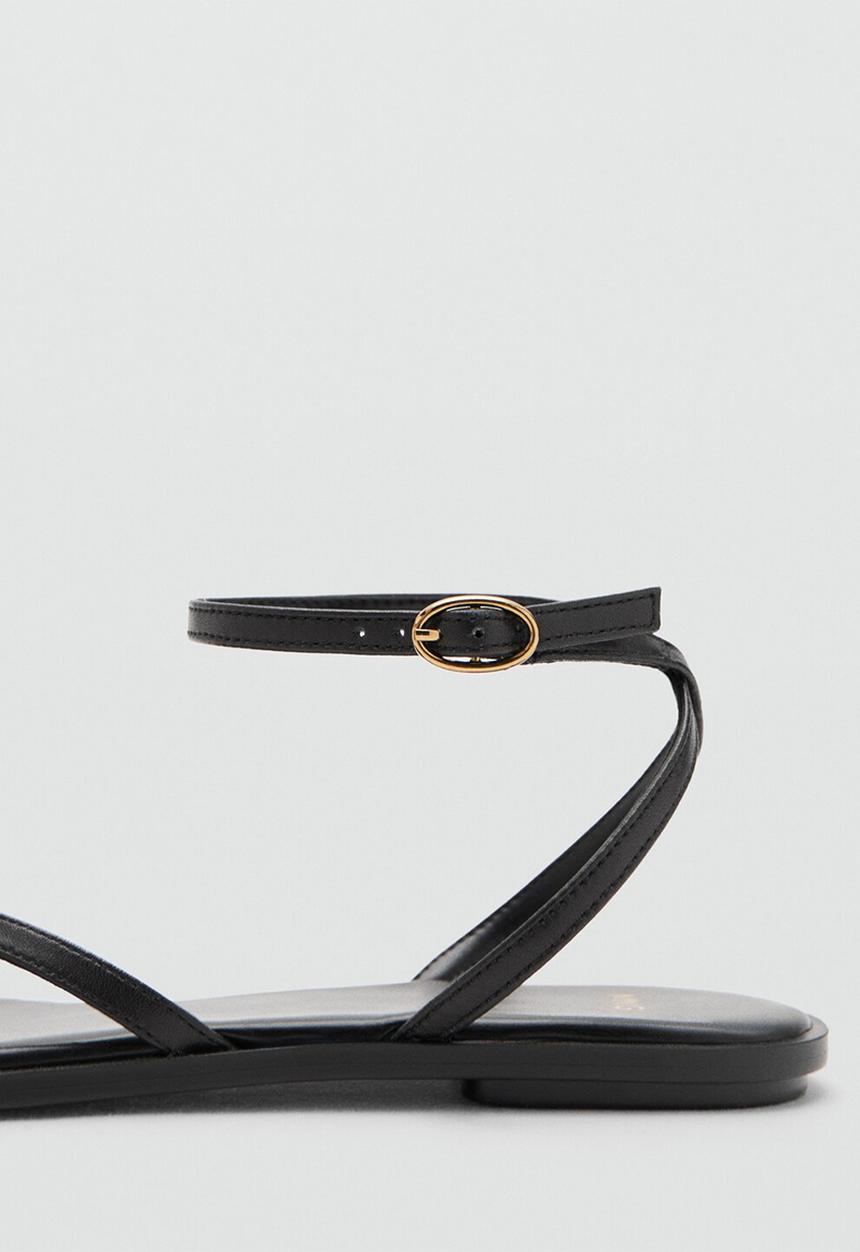 MANGO - Troc toe post ankle strap - black